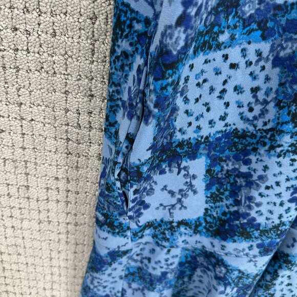 Tuckernuck Mini Dress Womens XL Blue Designer Floral Long Sleeve Ruffle Hem NWT - Picture 6 of 13